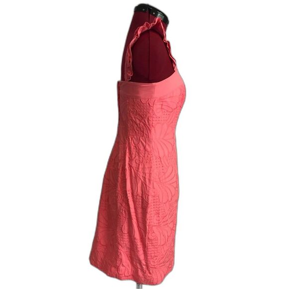 Lilly Pulitzer Serafina Dress Size 2 Pink Salmon A Dollop of Scallop Eyelet - Picture 5 of 11